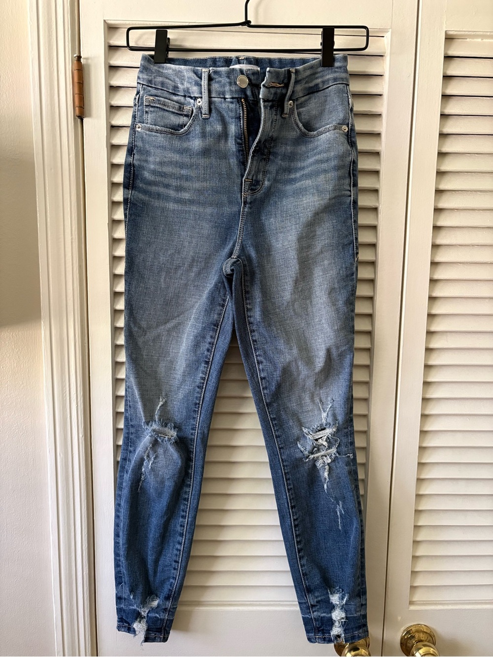 Good American Light Blue Distressed Ankle Length Skinny Jeans - Size 0/25